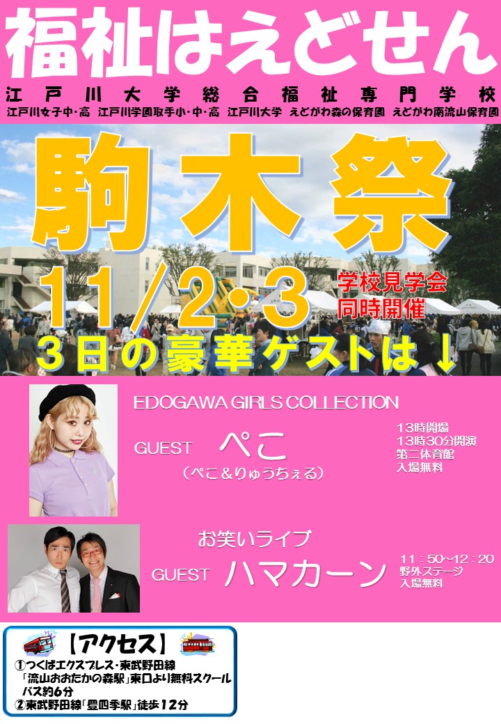 17 駒木祭 学園祭 今年のゲストはこの方 Edosen 江戸川学園おおたかの森専門学校